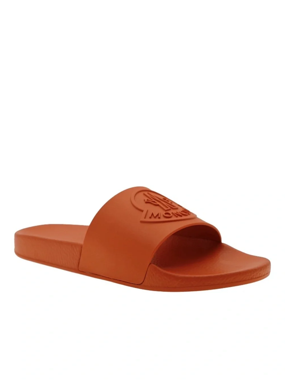 Moncler Men Basil Slides Orange Rubber Size 12 US New